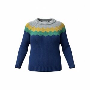 Boden Wool Blend Chevron Fair Isle Color Block Sweater Size 4 Blue Yellow Preppy